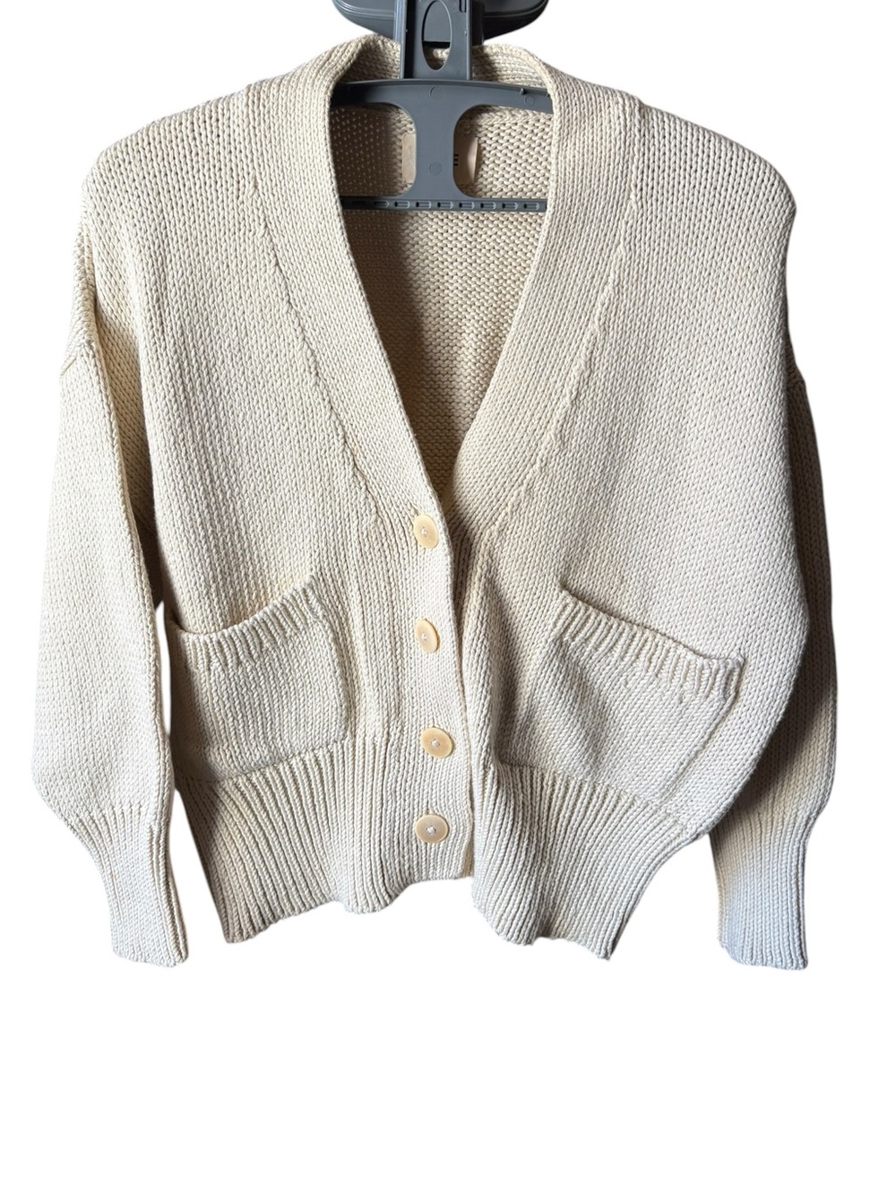 MATE the Label Organic Cotton Chunky Cardigan Cream XS/S Oversized